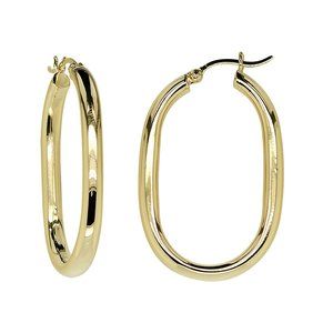 Oval Hoop Earrings 14K Yellow Gold